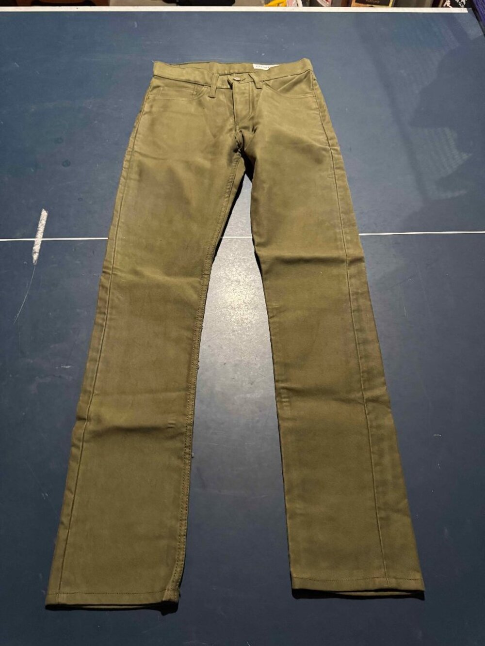 Gustin Olive Green 5 Pocket Pants Button Fly Men's Size 31 Slim Straight USA